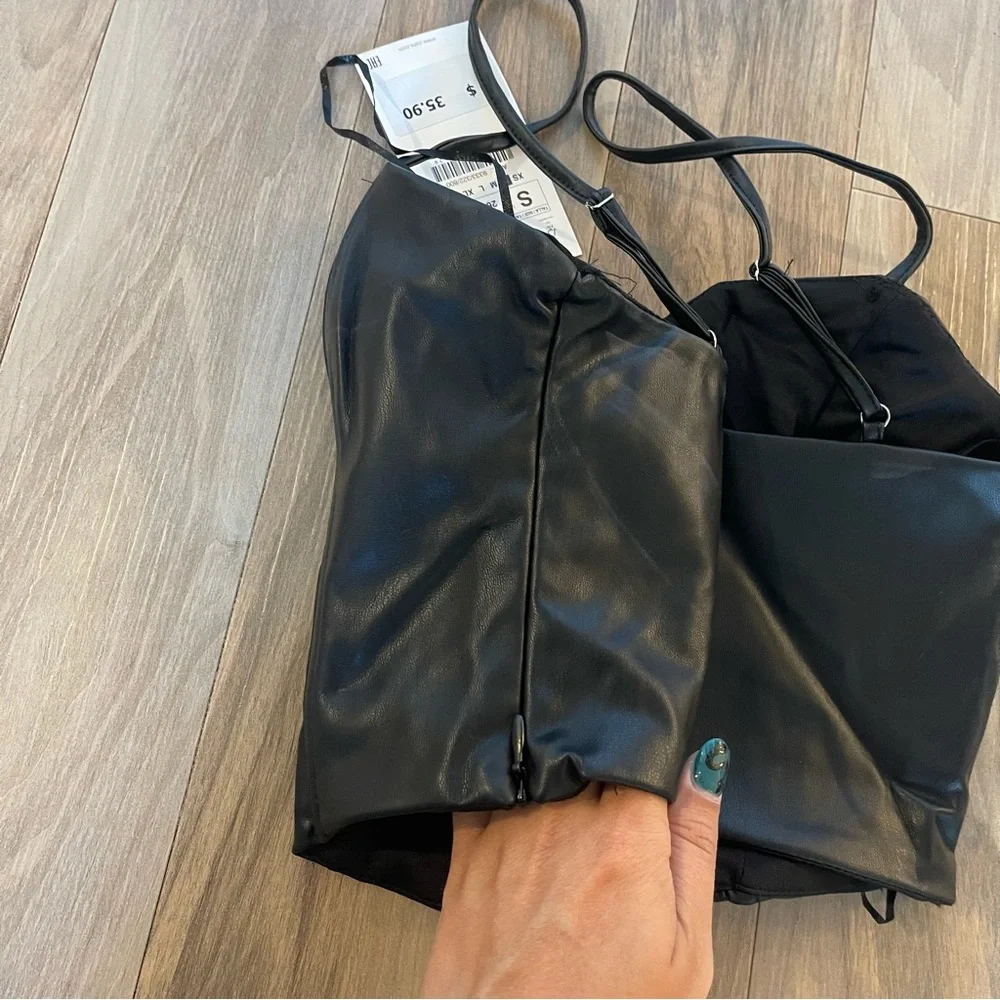 Zara Fake Leather Crop Top - Picture 6 of 6